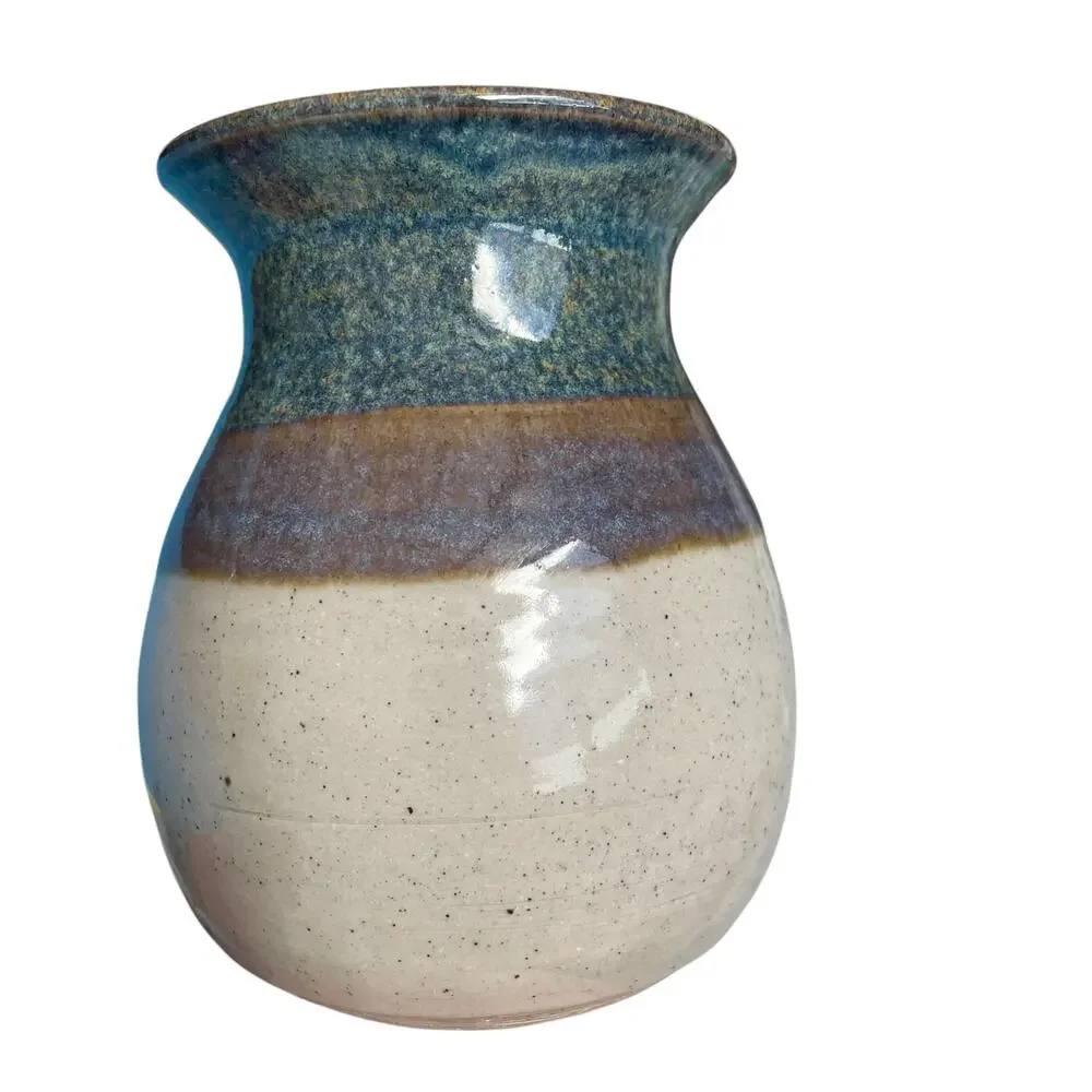 Mack Chrisco Pottery Vase Artisan Vintage 1980s Signed Earthenware Art